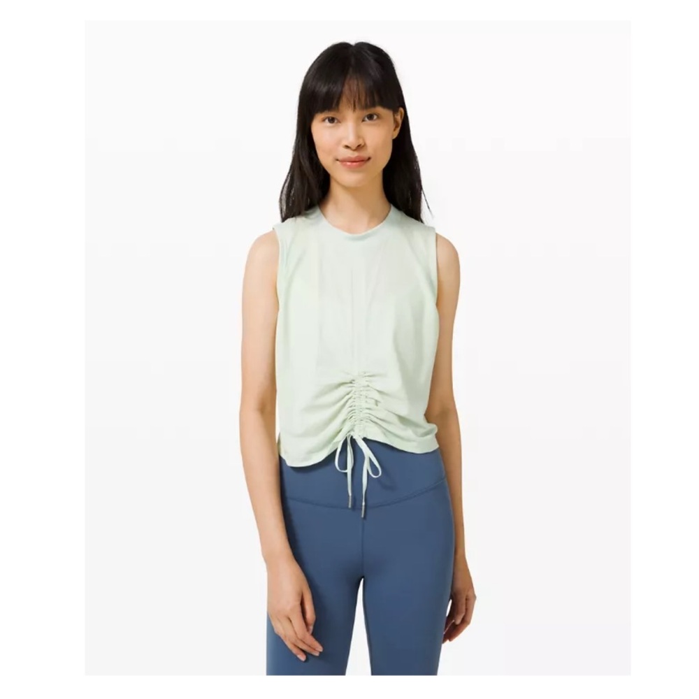 Lululemon Cinch Me Up White Ruched Front Tank
